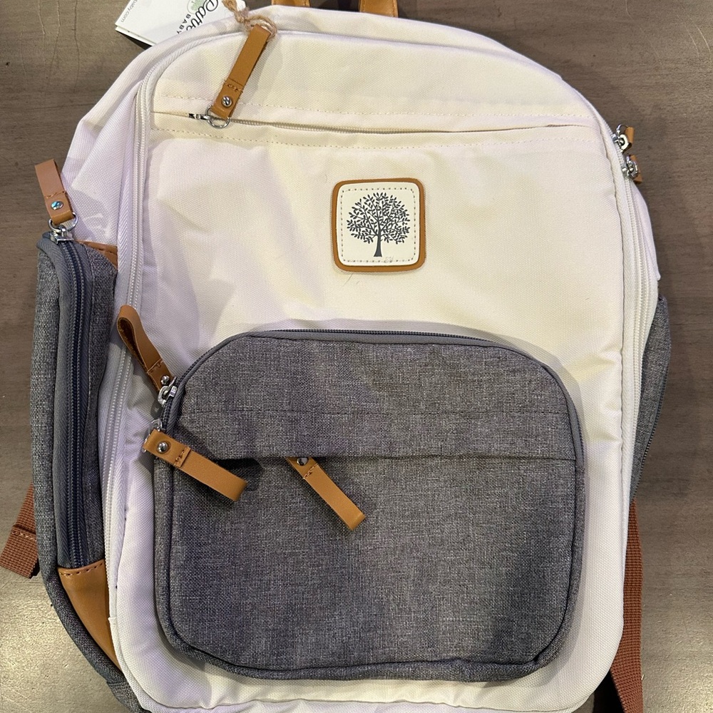 Parker Baby Co. Elegant Cream and Gray Backpack